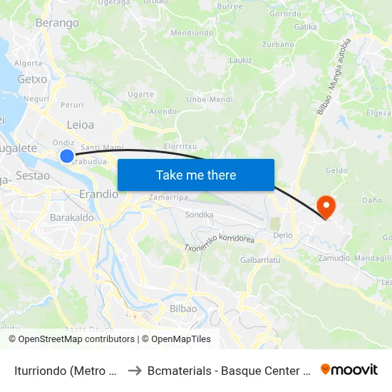 Iturriondo (Metro Leioa) (8) to Bcmaterials - Basque Center For Materials map