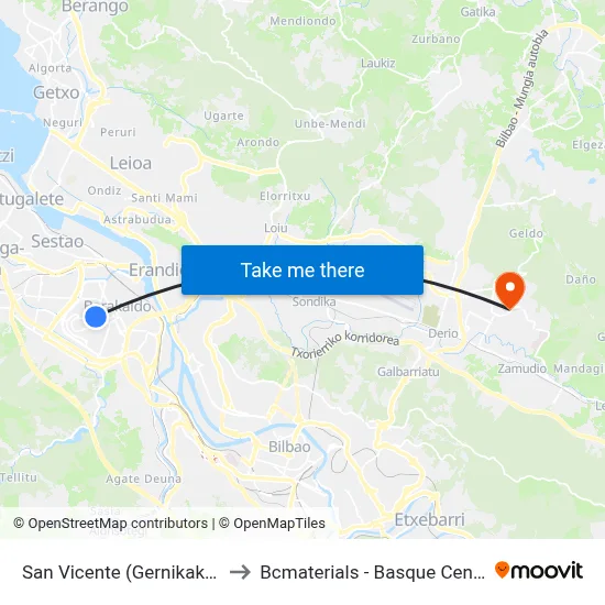 San Vicente (Gernikako Arbola) (476) to Bcmaterials - Basque Center For Materials map