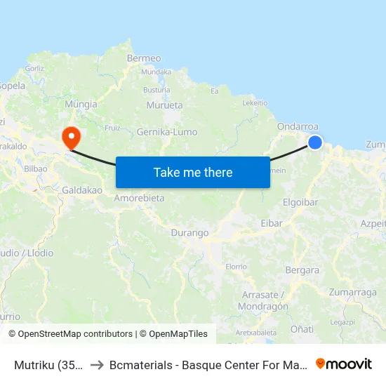 Mutriku (3567) to Bcmaterials - Basque Center For Materials map