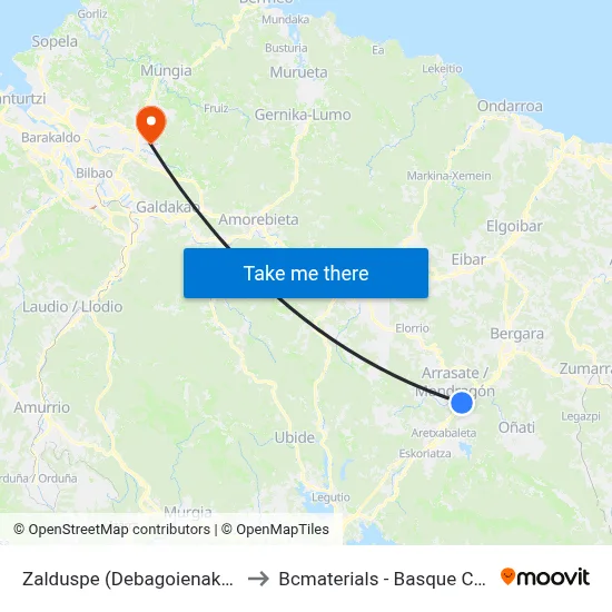 Zalduspe (Debagoienako Ospitalea) (2879) to Bcmaterials - Basque Center For Materials map