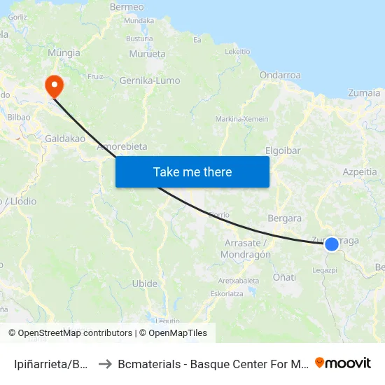 Ipiñarrieta/Berriki to Bcmaterials - Basque Center For Materials map