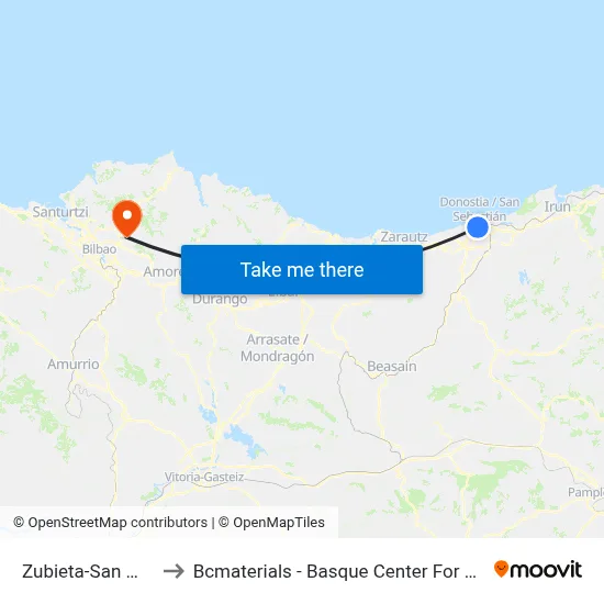 Zubieta-San Martín to Bcmaterials - Basque Center For Materials map