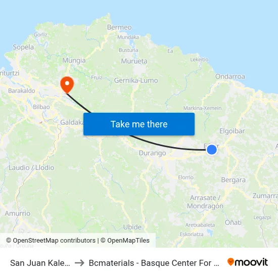 San Juan Kalea, 07 to Bcmaterials - Basque Center For Materials map