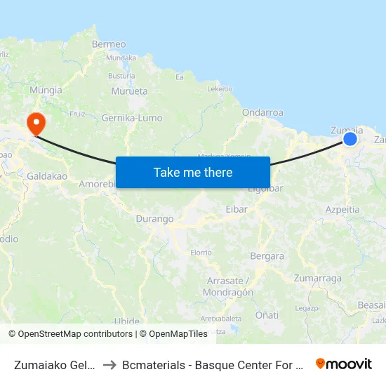Zumaiako Geltokia to Bcmaterials - Basque Center For Materials map