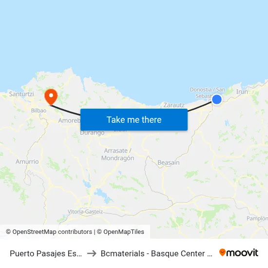 Puerto Pasajes Escalerillas to Bcmaterials - Basque Center For Materials map