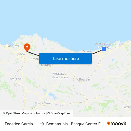 Federico Garcia Lorca 2 to Bcmaterials - Basque Center For Materials map