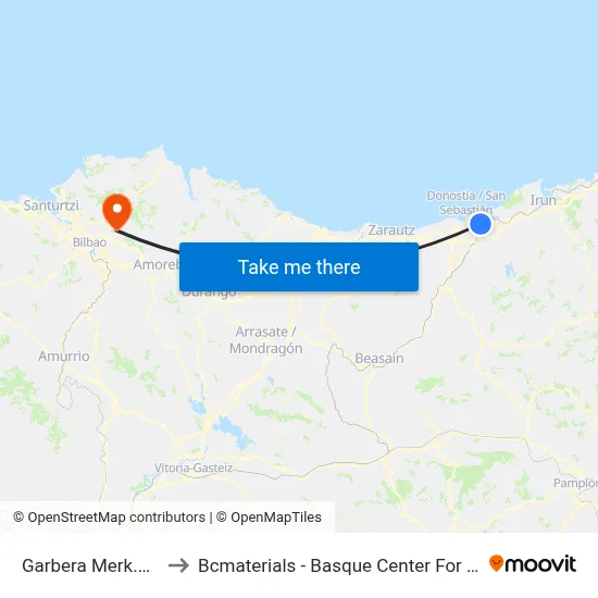 Garbera Merk.Gunea to Bcmaterials - Basque Center For Materials map