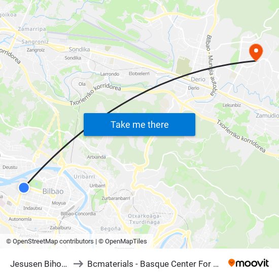 Jesusen Bihotza 1 to Bcmaterials - Basque Center For Materials map