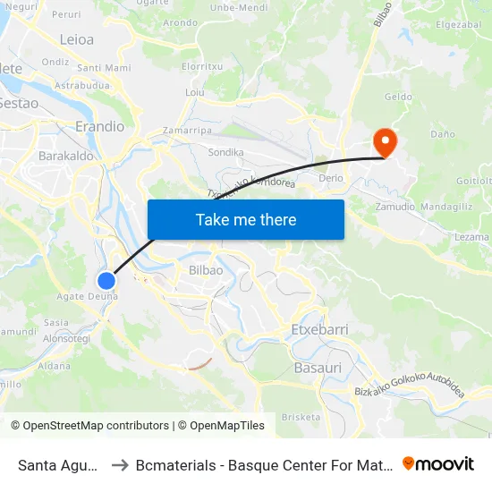 Santa Agueda to Bcmaterials - Basque Center For Materials map