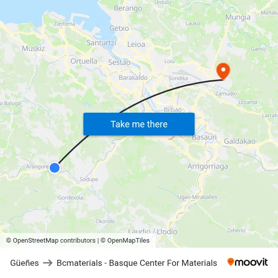 Güeñes to Bcmaterials - Basque Center For Materials map