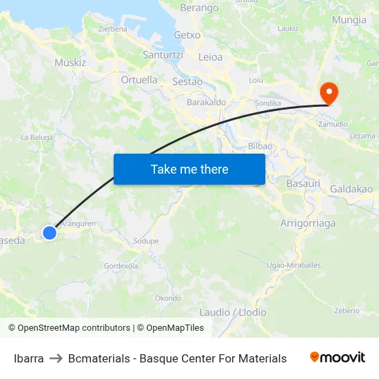 Ibarra to Bcmaterials - Basque Center For Materials map