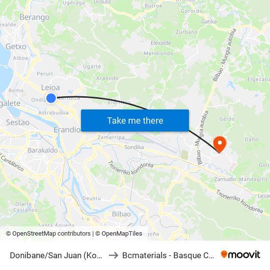 Donibane/San Juan (Kontserbatorioa) (84) to Bcmaterials - Basque Center For Materials map