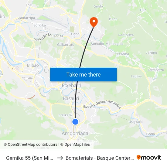 Gernika 55 (San Miguel) (276) to Bcmaterials - Basque Center For Materials map