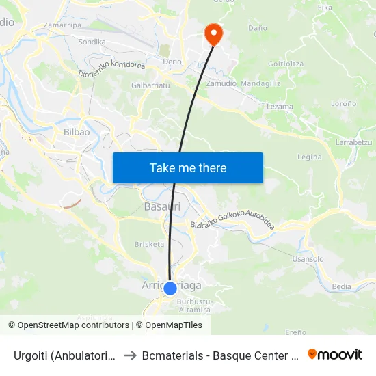 Urgoiti (Anbulatorioa) (302) to Bcmaterials - Basque Center For Materials map