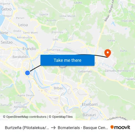 Burtzeña (Pilotalekua/Frontón) (312) to Bcmaterials - Basque Center For Materials map