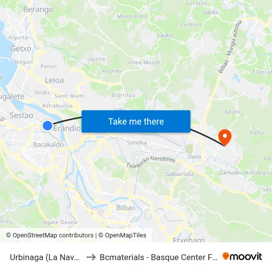 Urbinaga (La Naval) (318) to Bcmaterials - Basque Center For Materials map