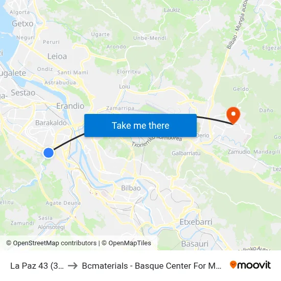 La Paz 43 (398) to Bcmaterials - Basque Center For Materials map