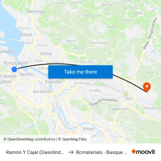 Ramón Y Cajal (Gasolindegia/Gasolinera) (434) to Bcmaterials - Basque Center For Materials map