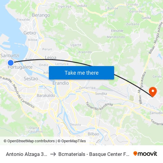 Antonio Alzaga 36 (468) to Bcmaterials - Basque Center For Materials map