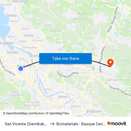 San Vicente (Gernikako Arbola) (476) to Bcmaterials - Basque Center For Materials map