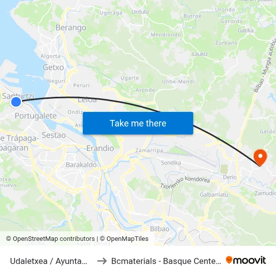 Udaletxea / Ayuntamiento (529) to Bcmaterials - Basque Center For Materials map