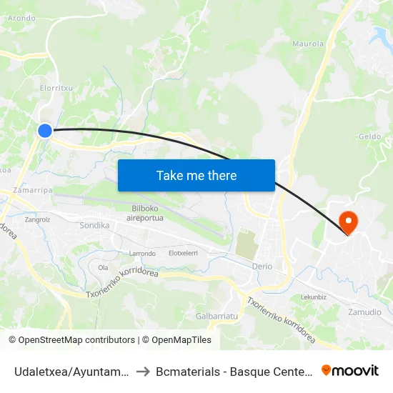 Udaletxea/Ayuntamiento (714) to Bcmaterials - Basque Center For Materials map