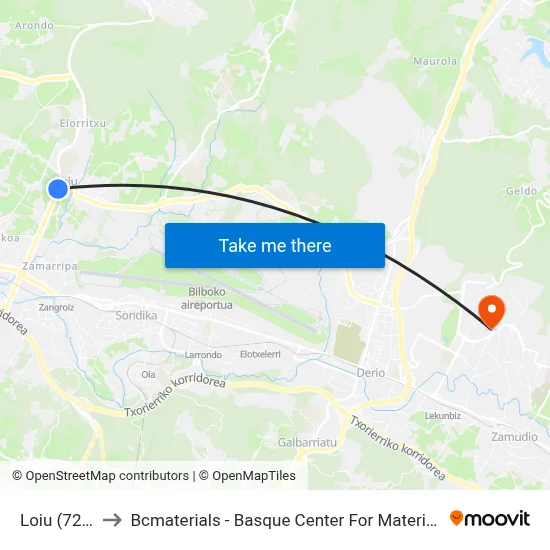 Loiu (720) to Bcmaterials - Basque Center For Materials map