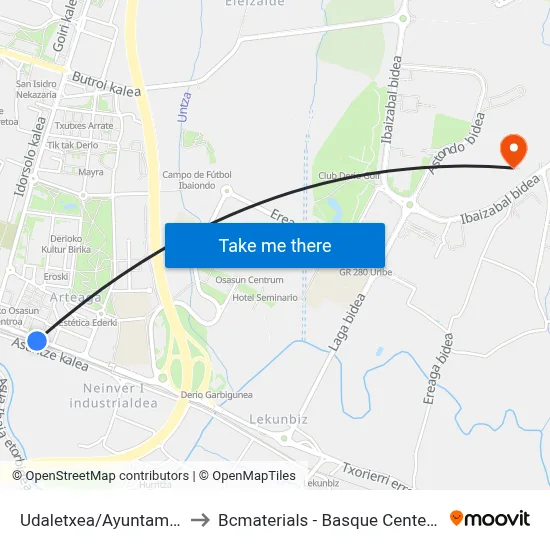 Udaletxea/Ayuntamiento (847) to Bcmaterials - Basque Center For Materials map