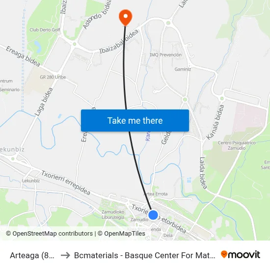 Arteaga (851) to Bcmaterials - Basque Center For Materials map