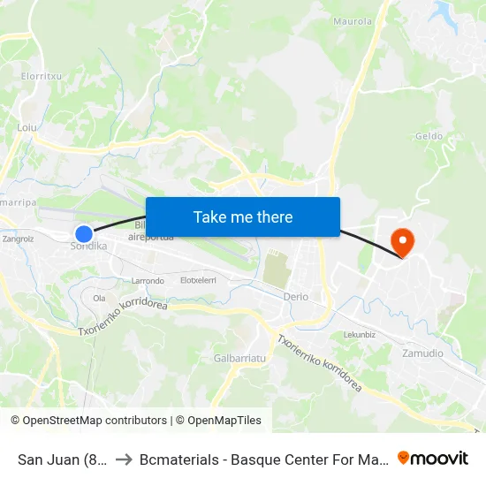 San Juan (885) to Bcmaterials - Basque Center For Materials map