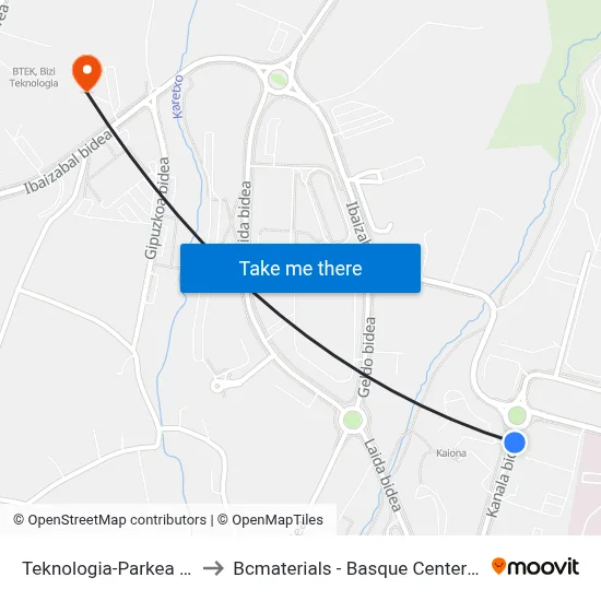 Teknologia-Parkea (Itp) (916) to Bcmaterials - Basque Center For Materials map