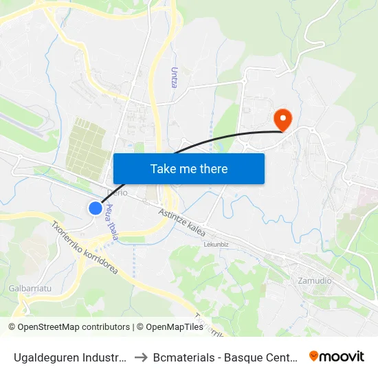 Ugaldeguren Industrialdea (930) to Bcmaterials - Basque Center For Materials map