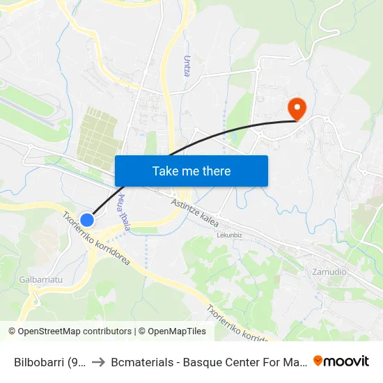Bilbobarri (931) to Bcmaterials - Basque Center For Materials map