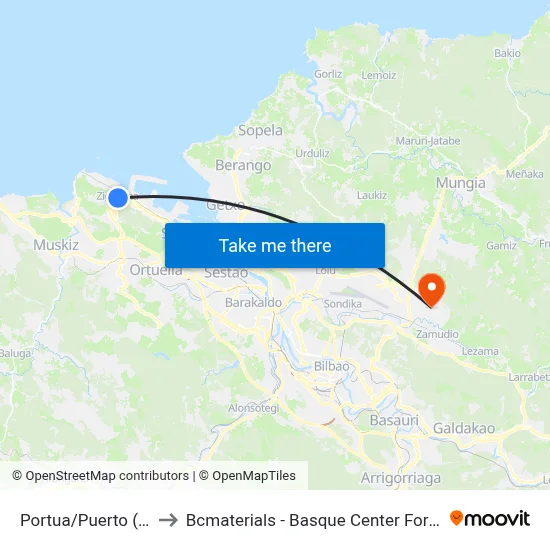 Portua/Puerto (1056) to Bcmaterials - Basque Center For Materials map