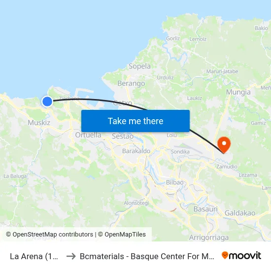 La Arena (1070) to Bcmaterials - Basque Center For Materials map