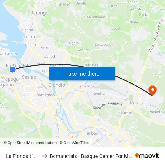 La Florida (1094) to Bcmaterials - Basque Center For Materials map