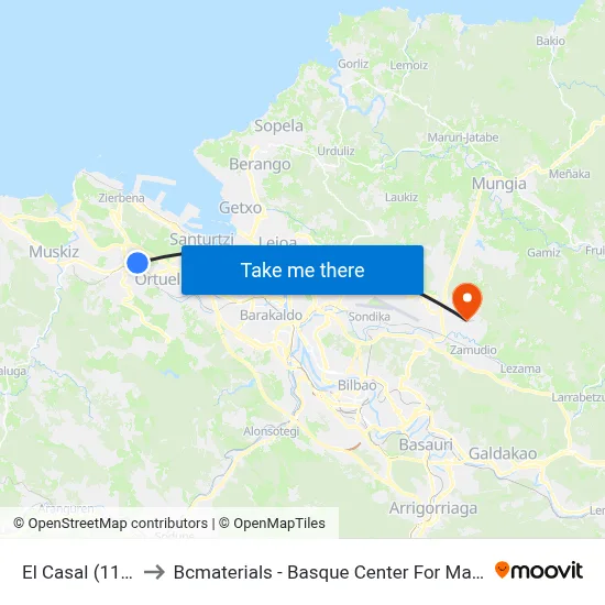 El Casal (1114) to Bcmaterials - Basque Center For Materials map