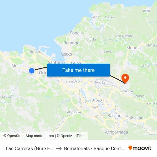 Las Carreras (Gure Etxea) (1142) to Bcmaterials - Basque Center For Materials map