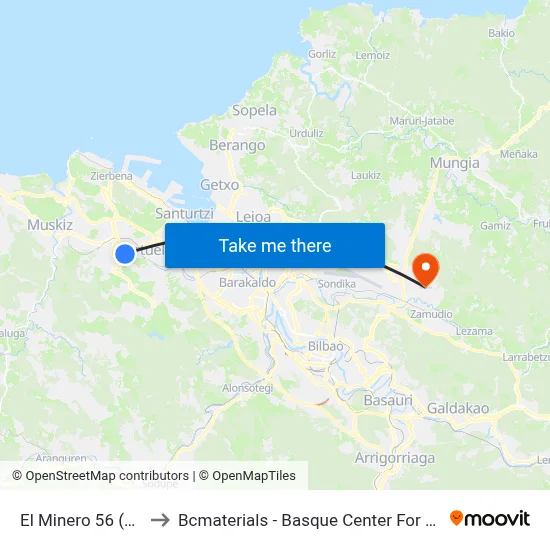 El Minero 56 (1224) to Bcmaterials - Basque Center For Materials map
