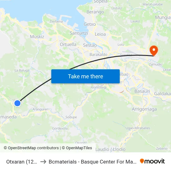 Otxaran (1273) to Bcmaterials - Basque Center For Materials map