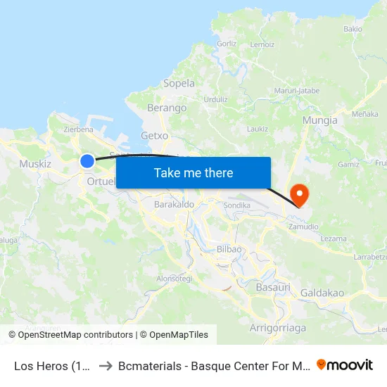 Los Heros (1311) to Bcmaterials - Basque Center For Materials map
