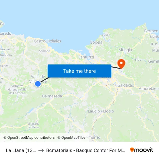 La Llana (1336) to Bcmaterials - Basque Center For Materials map