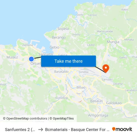 Sanfuentes 2 (1349) to Bcmaterials - Basque Center For Materials map