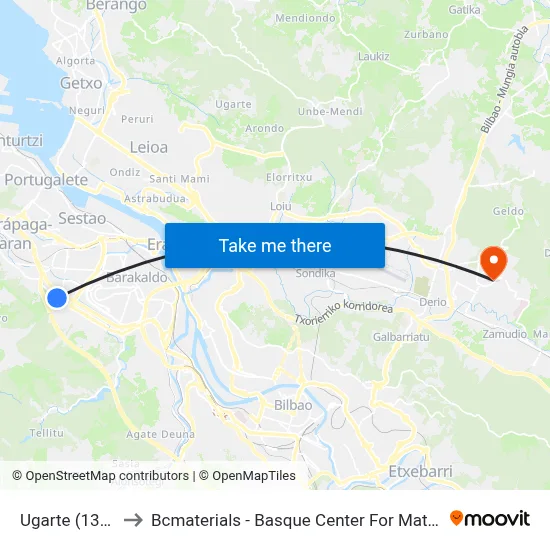 Ugarte (1383) to Bcmaterials - Basque Center For Materials map