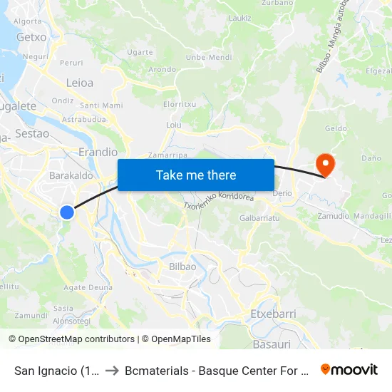 San Ignacio (1412) to Bcmaterials - Basque Center For Materials map
