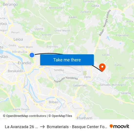 La Avanzada 26 (1456) to Bcmaterials - Basque Center For Materials map