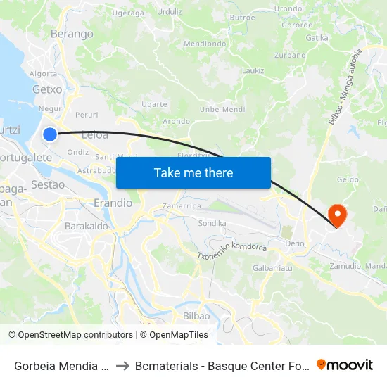 Gorbeia Mendia (1473) to Bcmaterials - Basque Center For Materials map