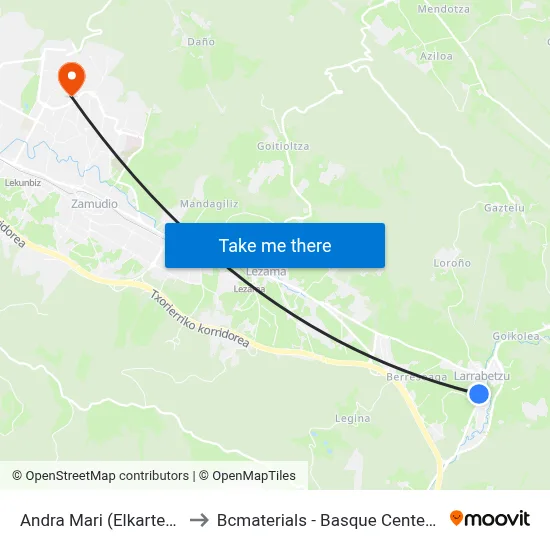 Andra Mari (Elkartegia) (1782) to Bcmaterials - Basque Center For Materials map