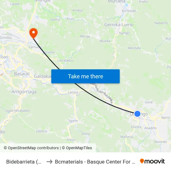 Bidebarrieta (1802) to Bcmaterials - Basque Center For Materials map