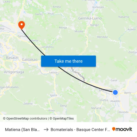 Matiena (San Blas) (1828) to Bcmaterials - Basque Center For Materials map
